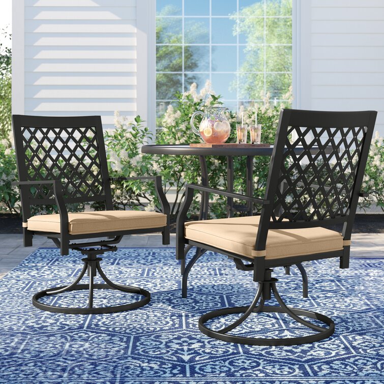 Lark Manor Alyah Swivel Patio Dining Armchair with Cushion